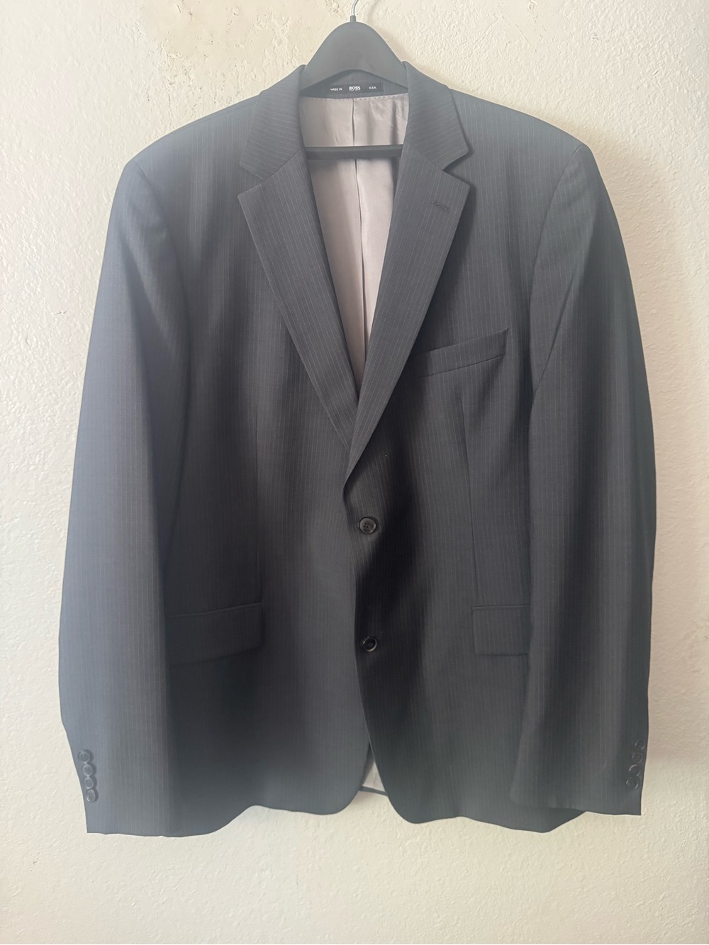 Hugo Boss Men's Pinstripe Wool Mohair Two-Piece Suit Size 48L